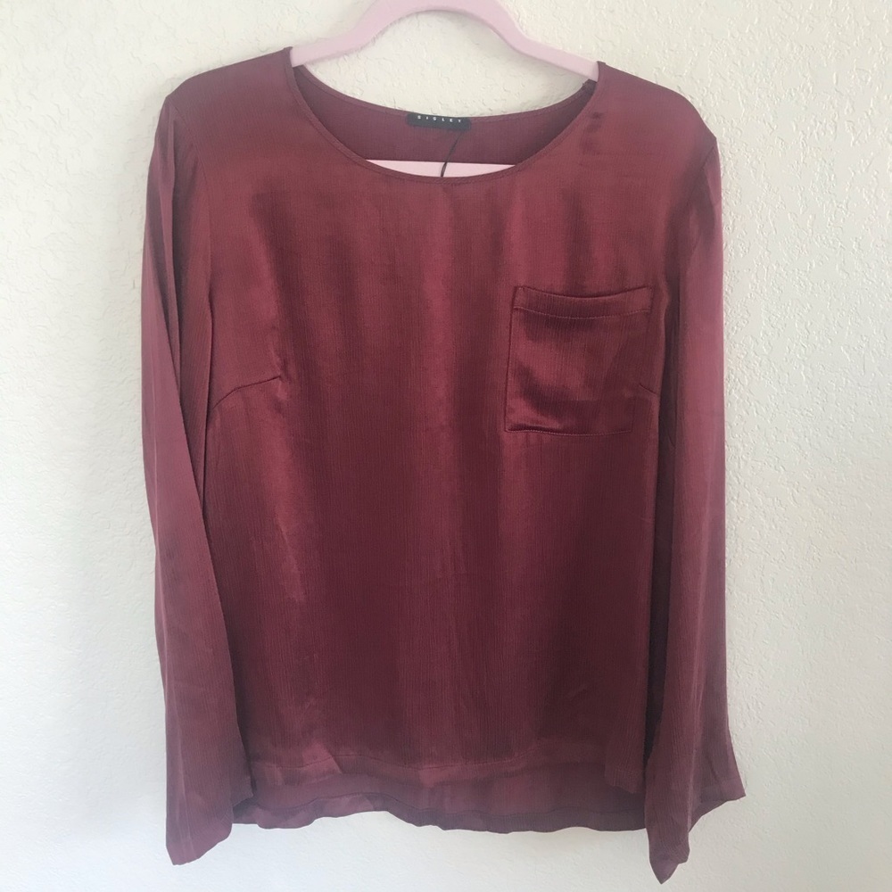 Sisley Maroon Artificial Silk Top size medium